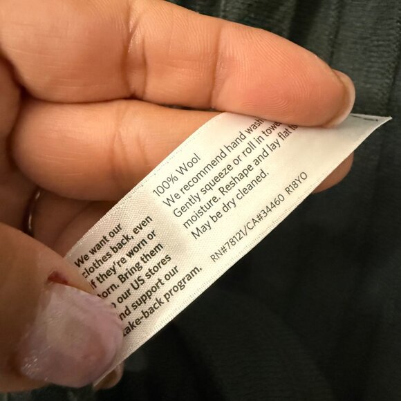 Eileen Fisher Green Wool Ribbed Pleated Fit Flare Sweater Dress Womens Small - Picture 5 of 5